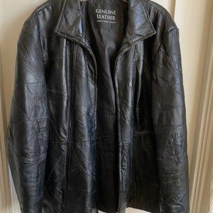 VINTAGE GENUINE LEATHER NAVARRE BLACK PATCHWORK JACKET